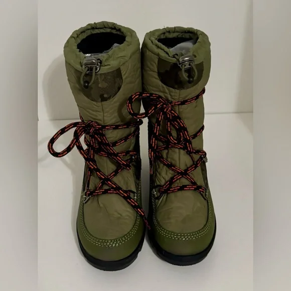 Sorel Women’s Kinetic Snow Wedge Waterproof Camouflage Winter Boots Orange Laces - Picture 2 of 6